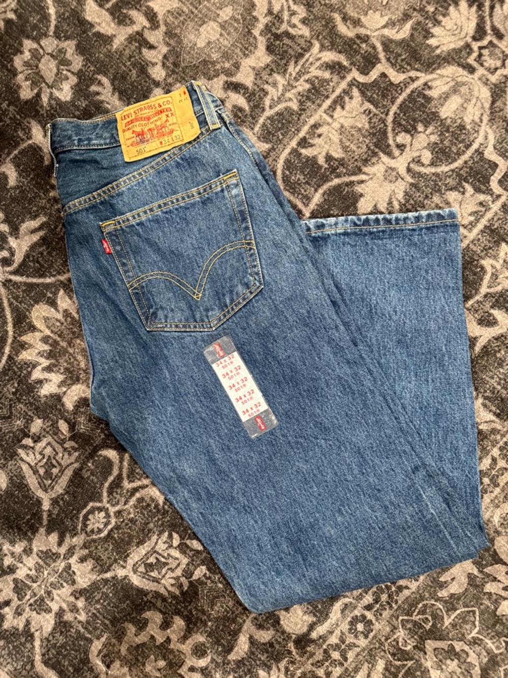 Levi's 501 Men's Straight Classic Dark Stonewash Jeans *NWT 34x32